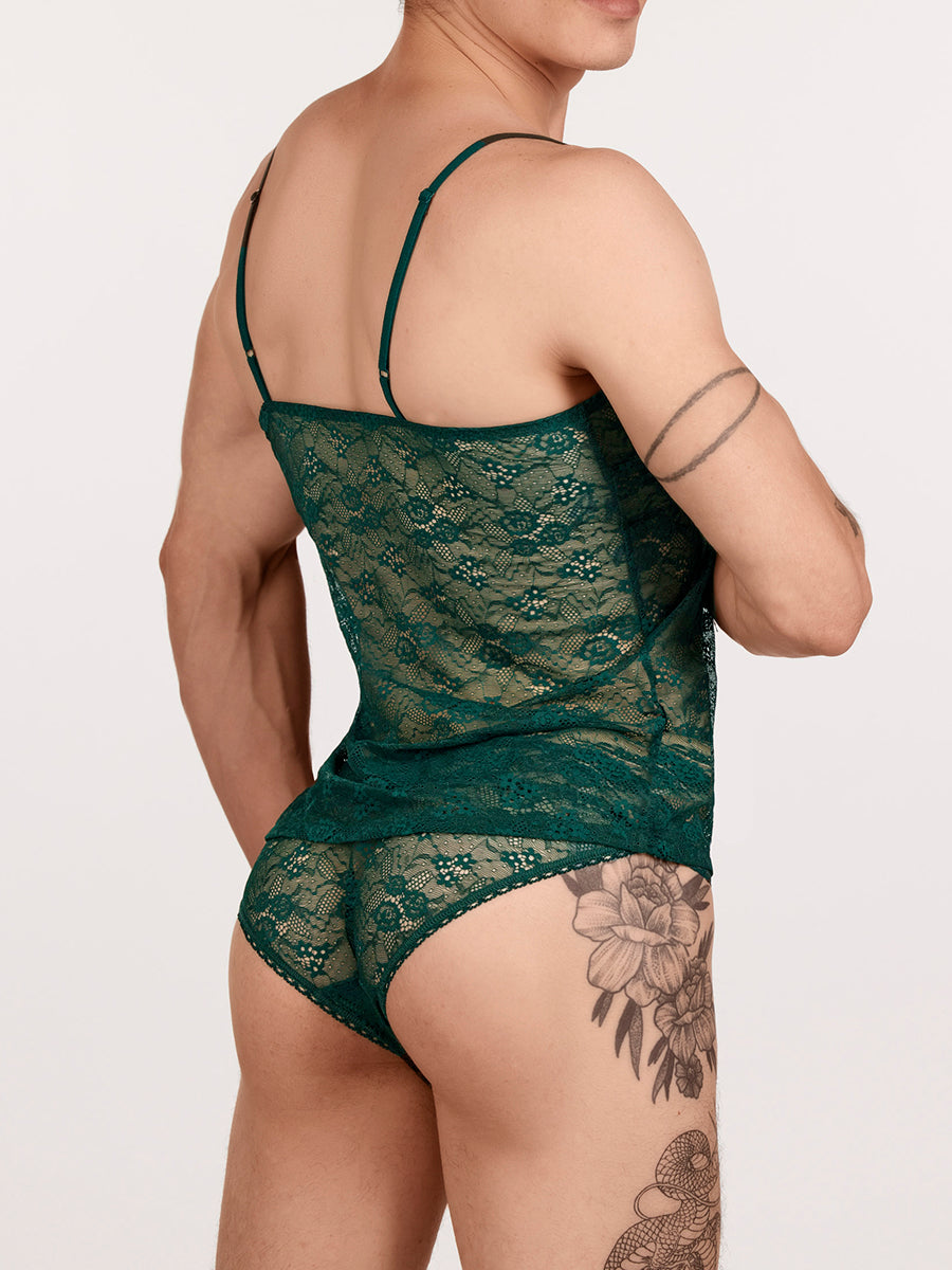men's green lace camisole - XDress