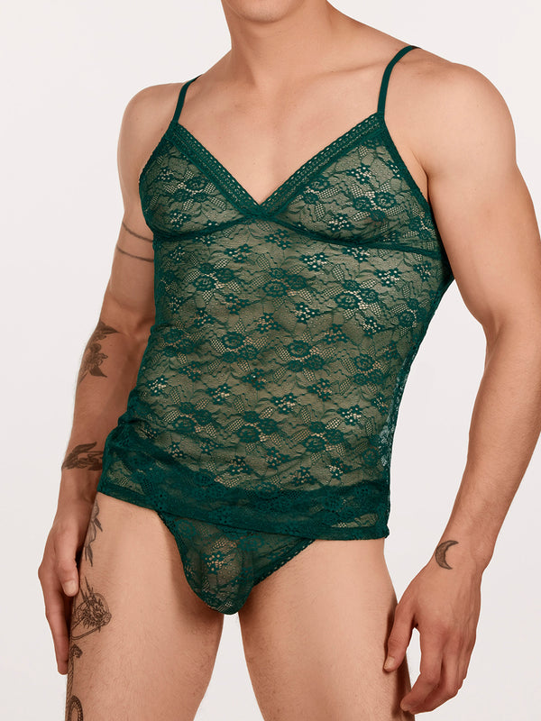 men's green lace camisole - XDress