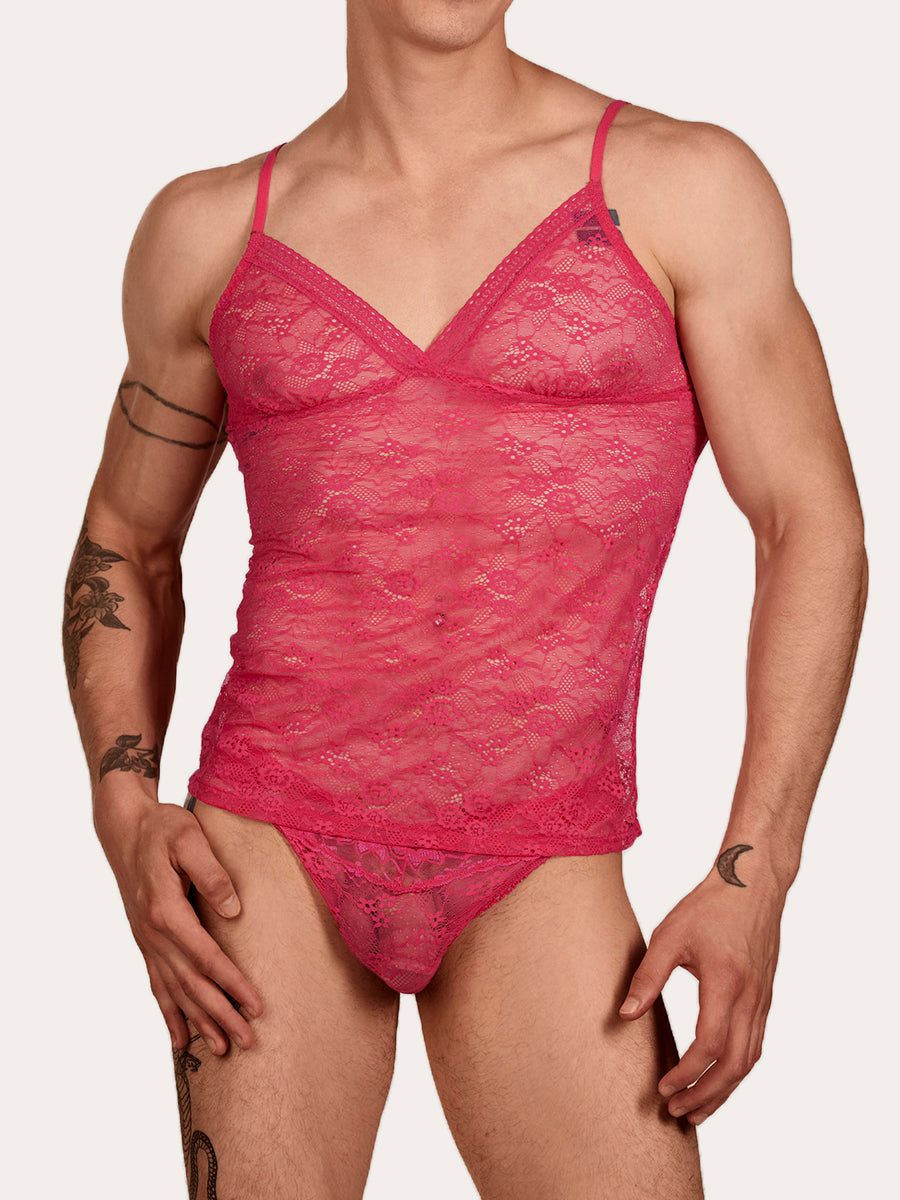 men's pink lace camisole - XDress