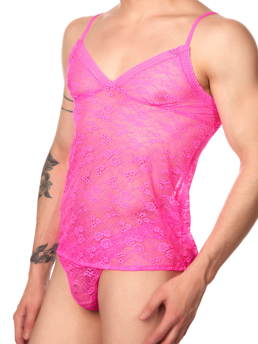 men's pink lace camisole