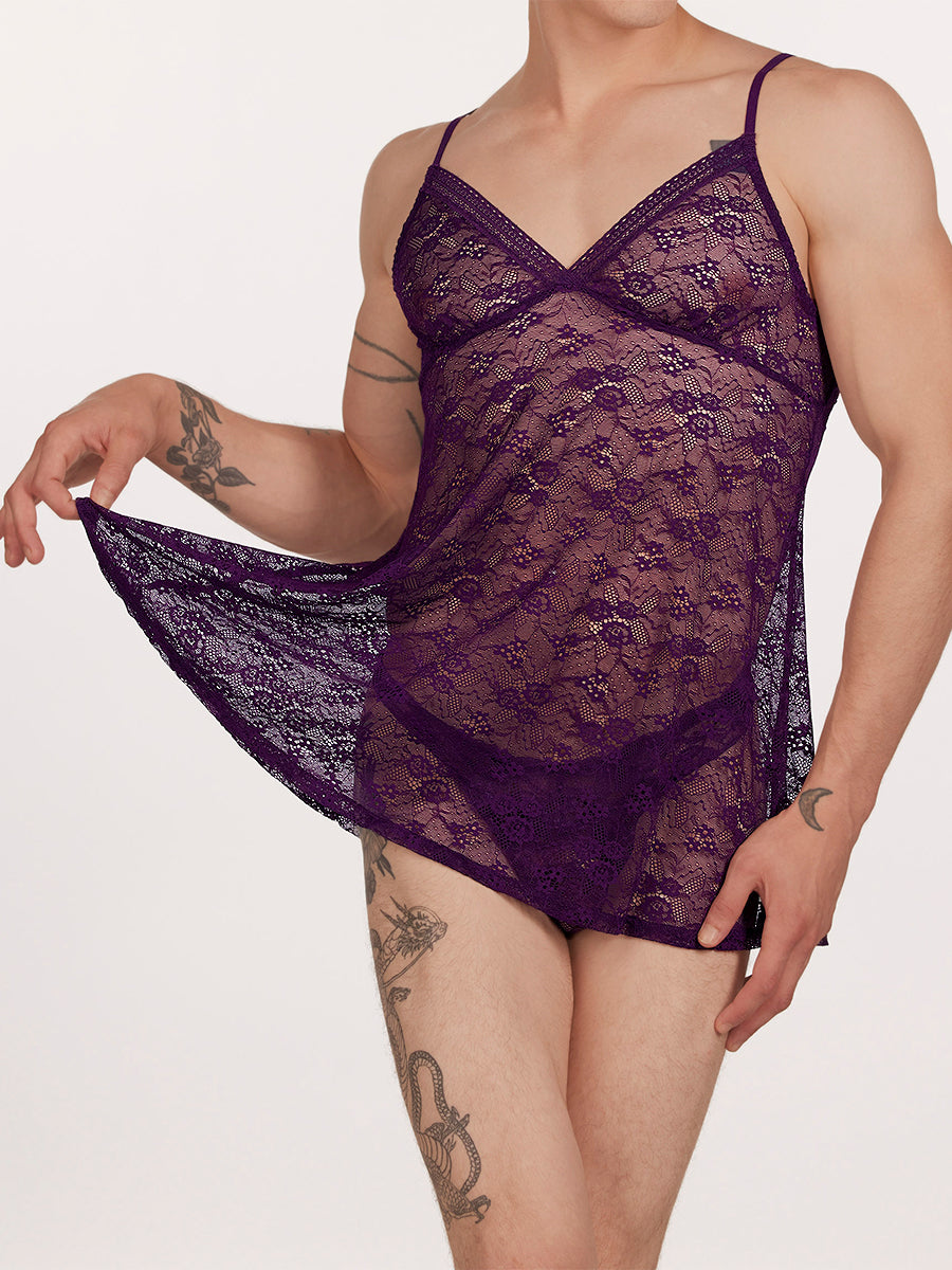 men's purple lace nightie - XDress