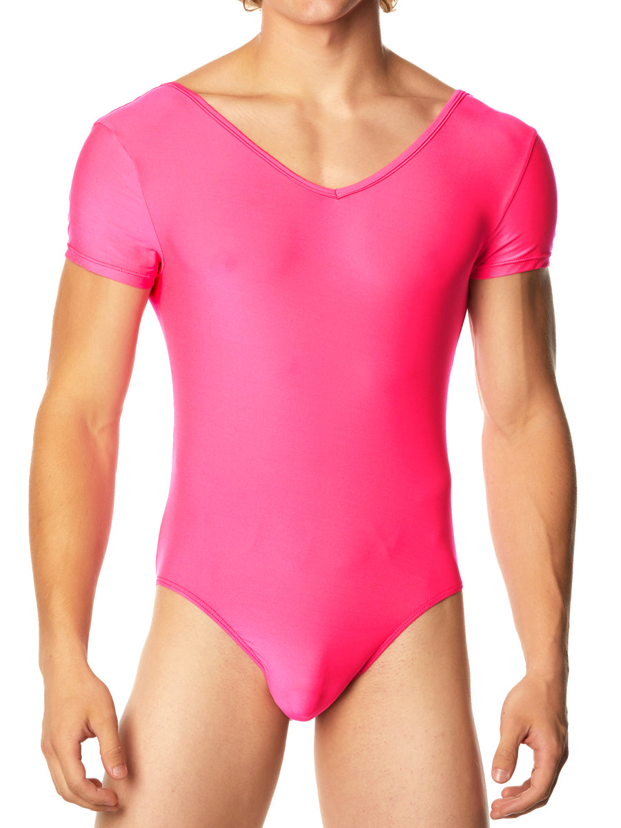 Men's neon pink bodysuit