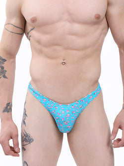 men's blue floral print bikini briefs -  XDress