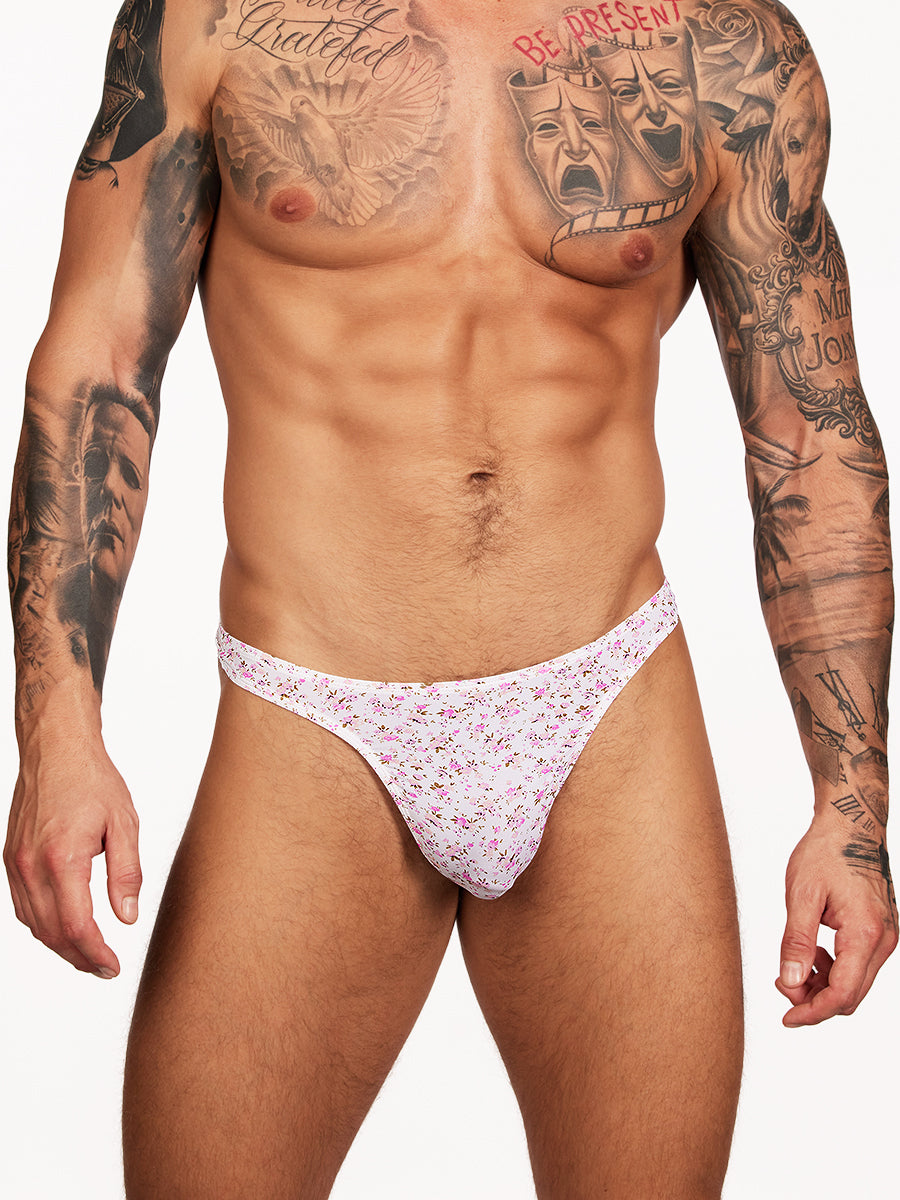 men's pink floral print thong - XDress