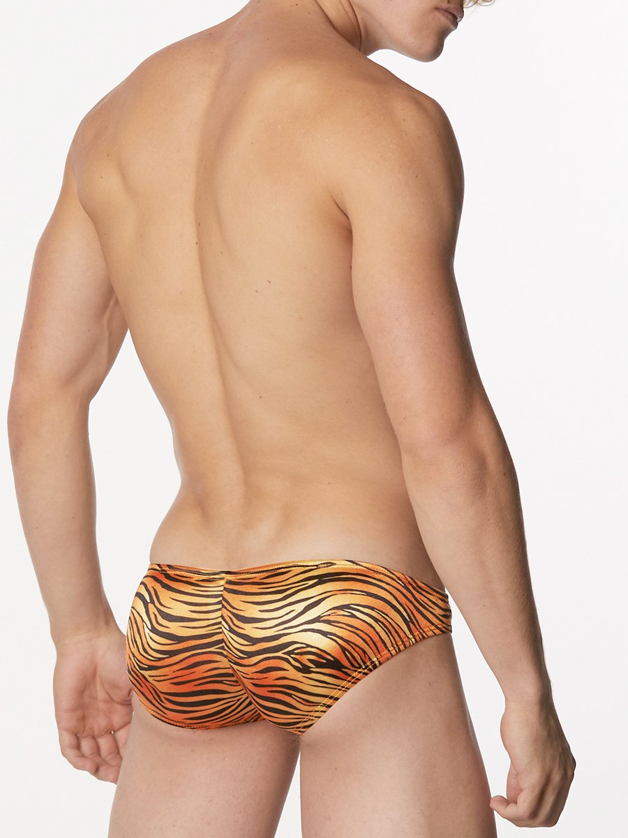 Men's tiger print satin briefs