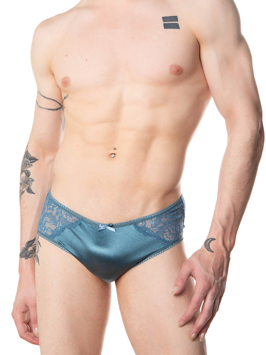 men's blue satin & lace panties - XDress