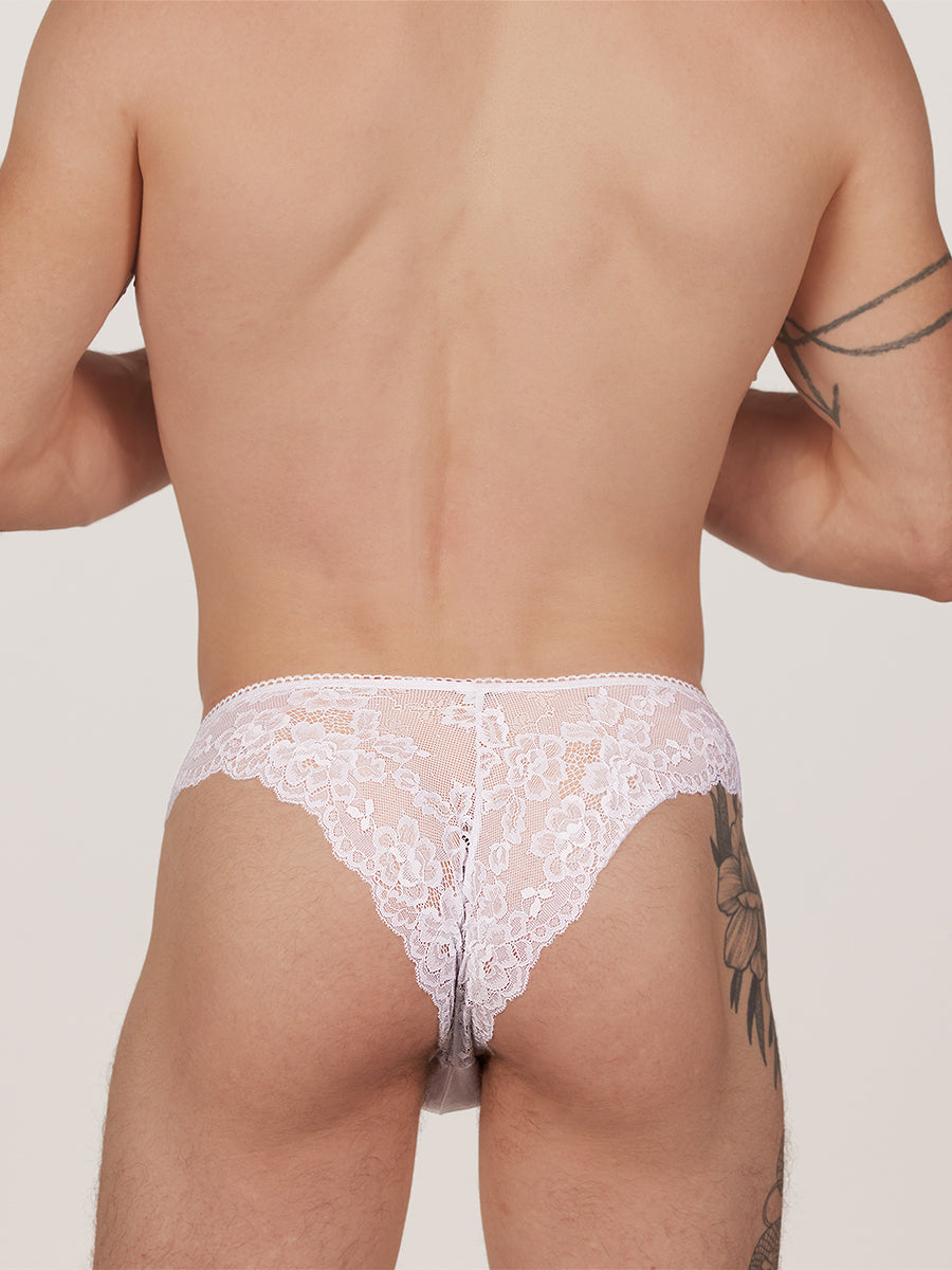 Men's white satin and lace panty - XDress