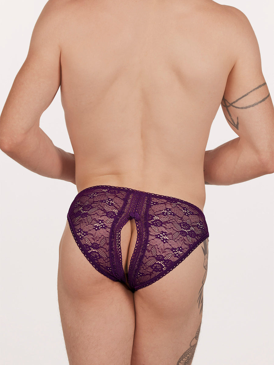 men's purple lace crotchless panties - XDress