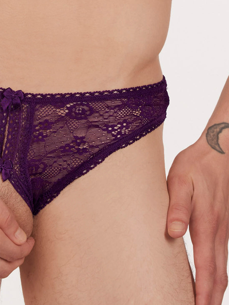 men's purple lace crotchless panties - XDress