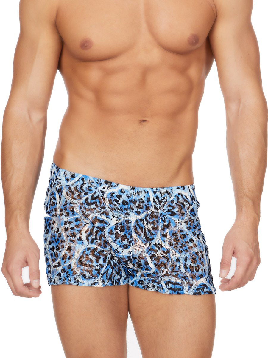 Blue Leopard Mesh Shorts