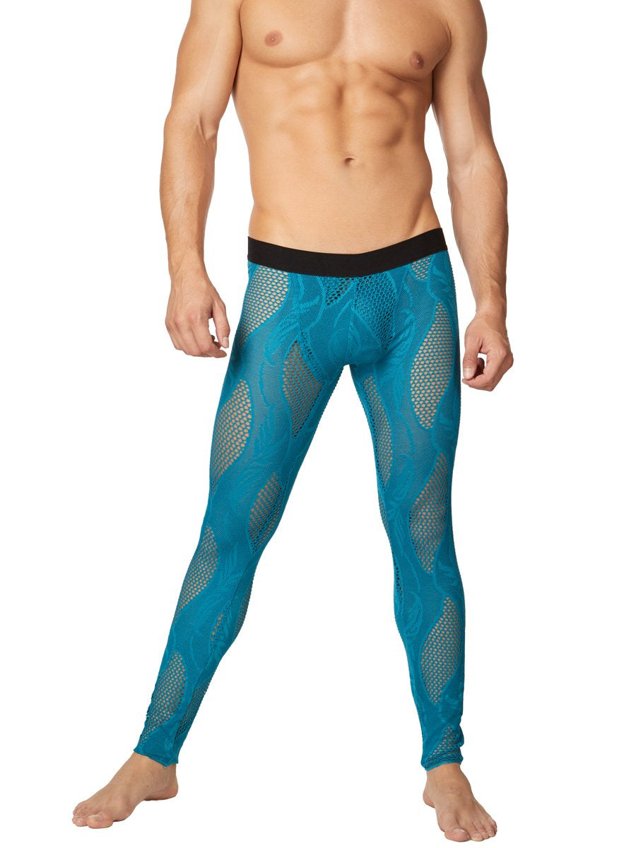 Men's Fishnet And Lace Leggings