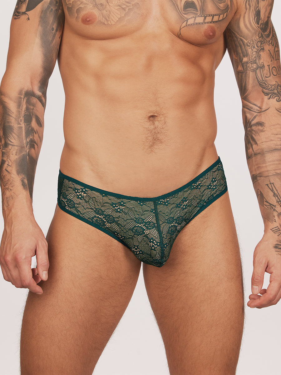 men's green lace briefs - Body Aware