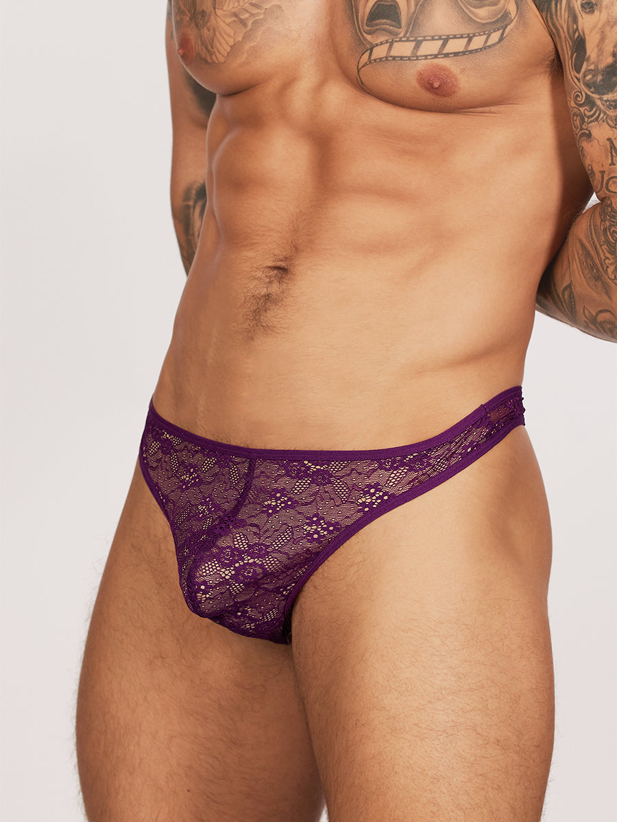 men's purple lace thong - Body Aware