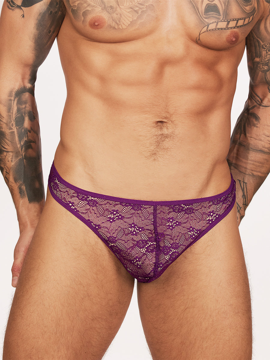 men's purple lace thong - Body Aware