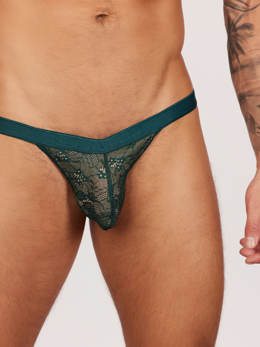 men's green lace tanga - Body Aware