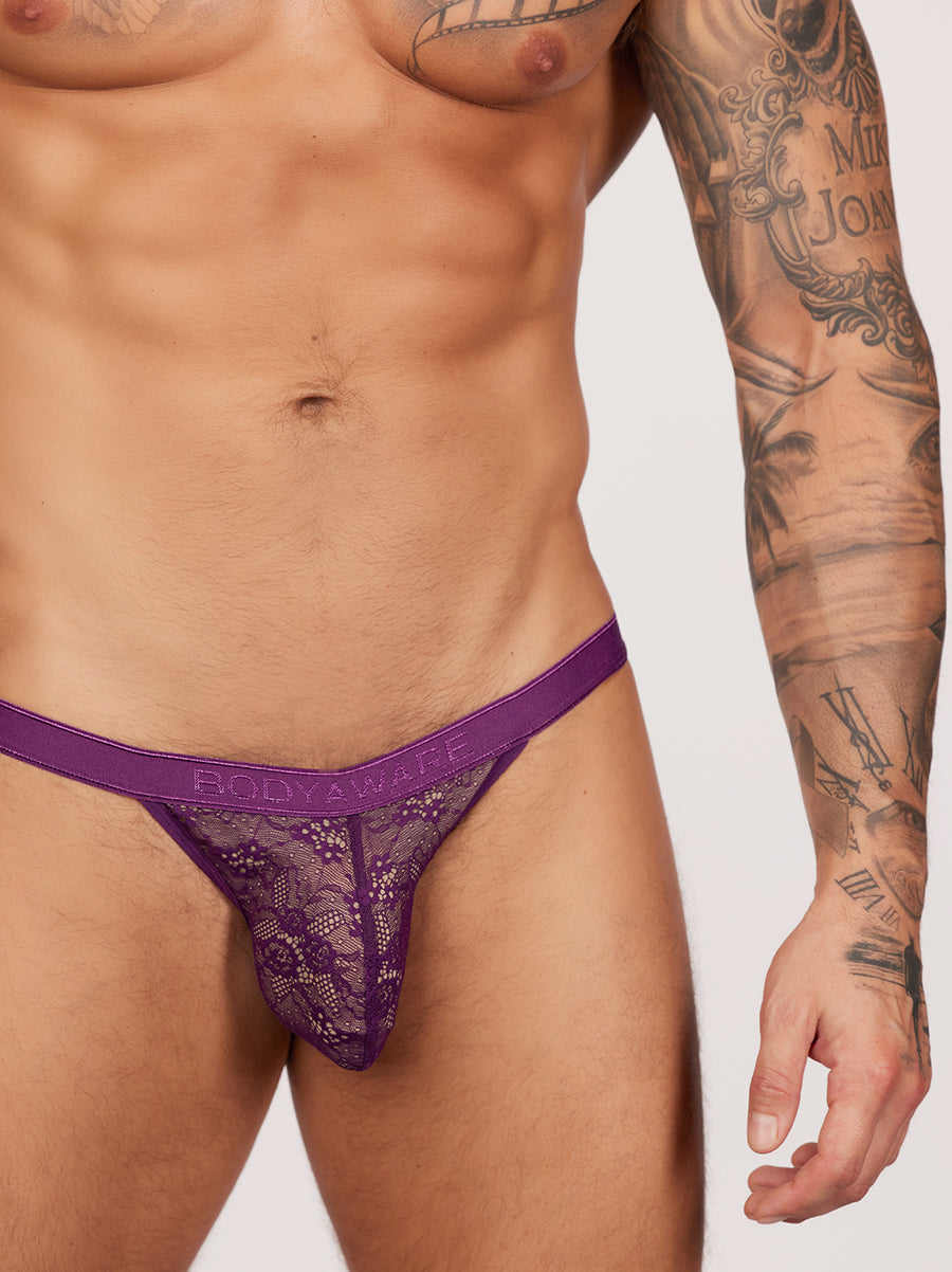 men's purple lace tanga - Body Aware