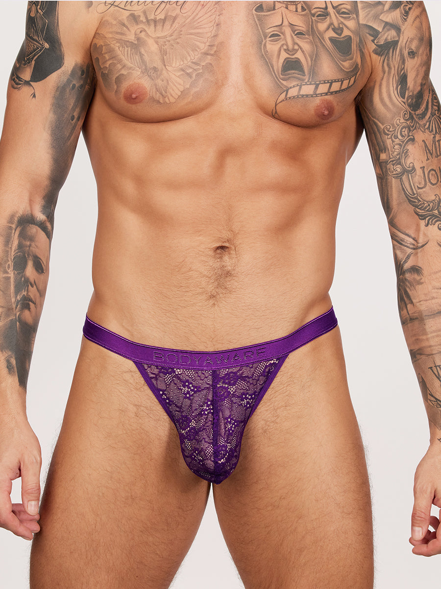 men's purple lace thong - Body Aware