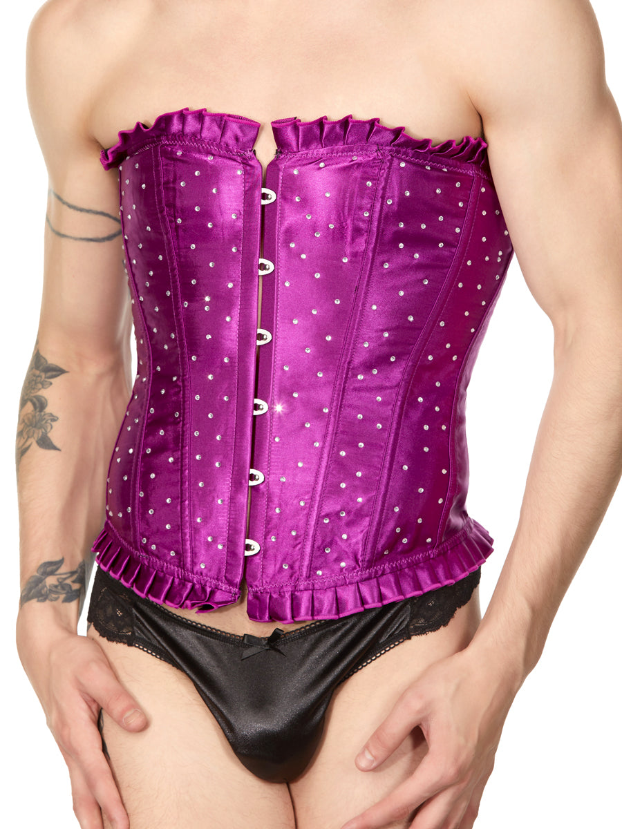 Men's purple satin corset 