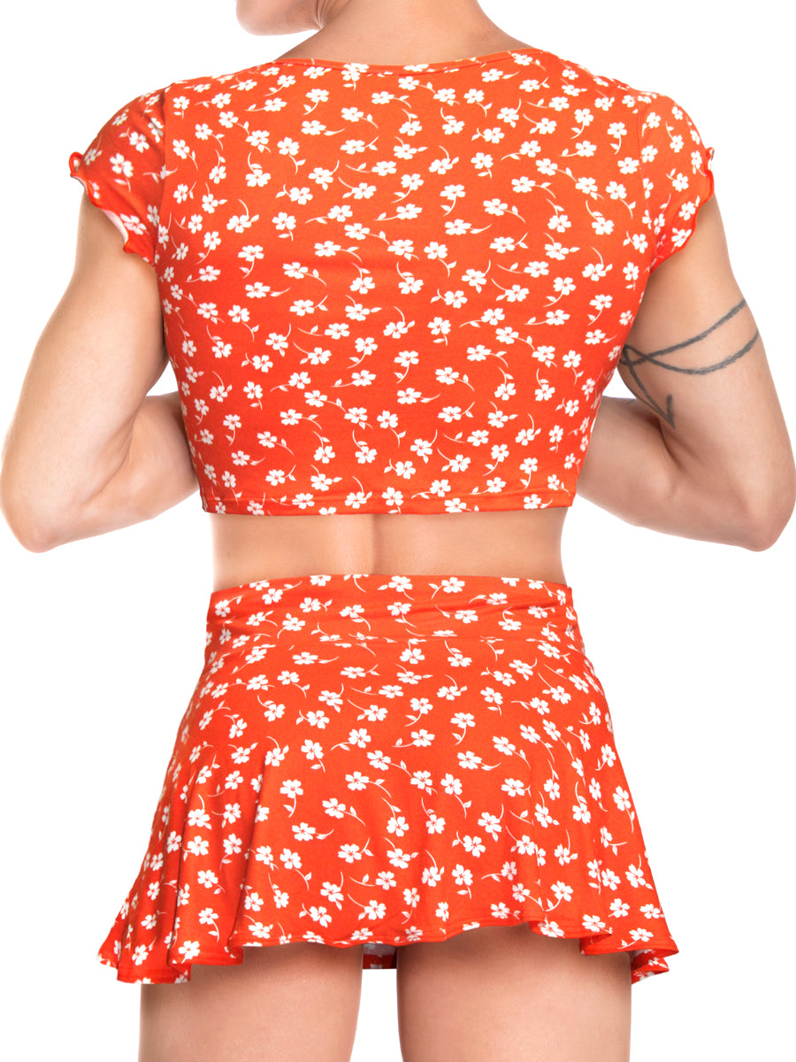 Men's orange floral crop top