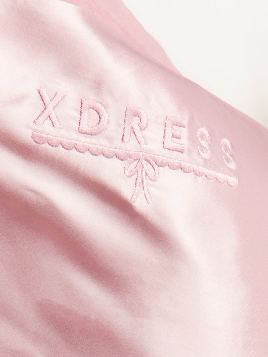 Pink Silk pillowcase XDress logo