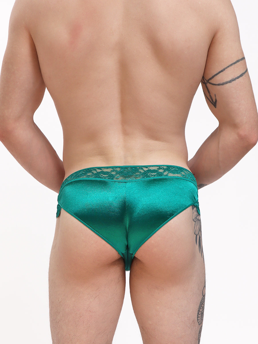 men's green satin and lace panties - XDress