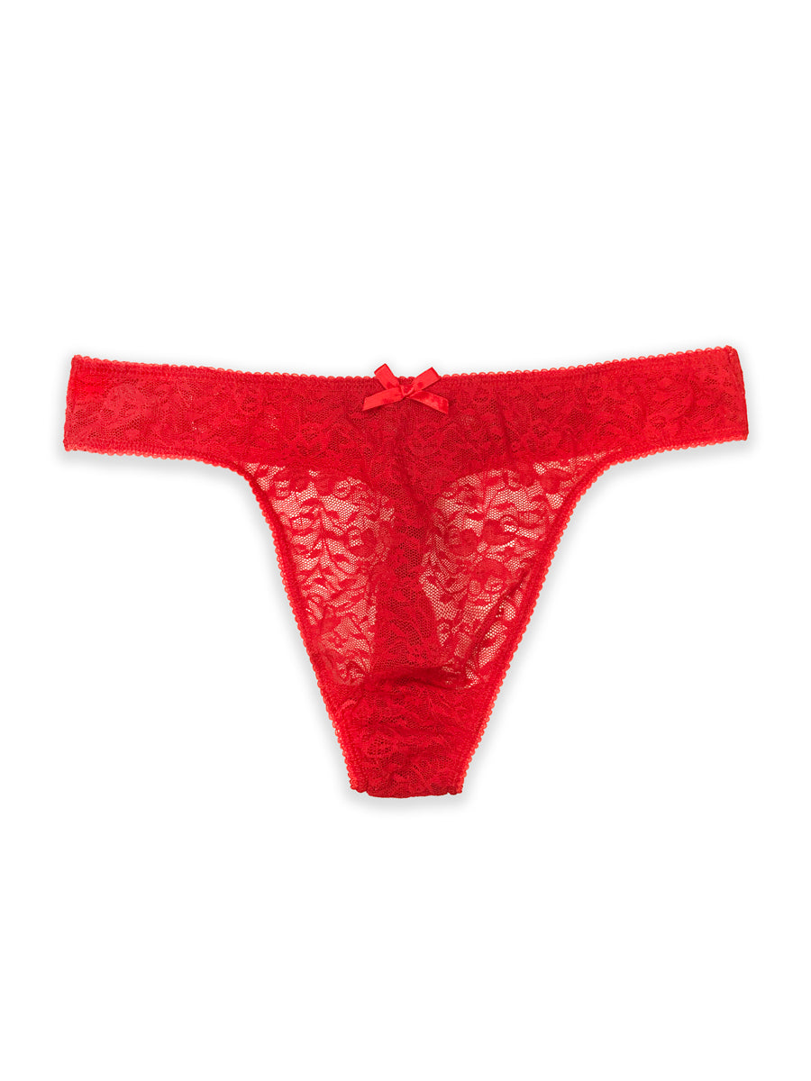 Men's red lace thong