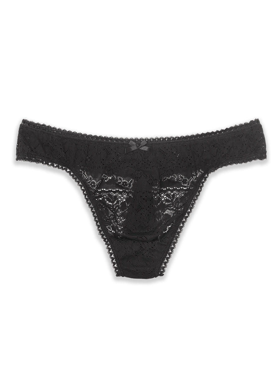 Men's black lace thong