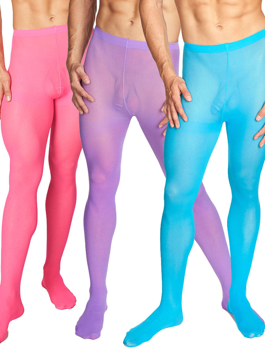 Men's rainbow three pack of pantyhose tights