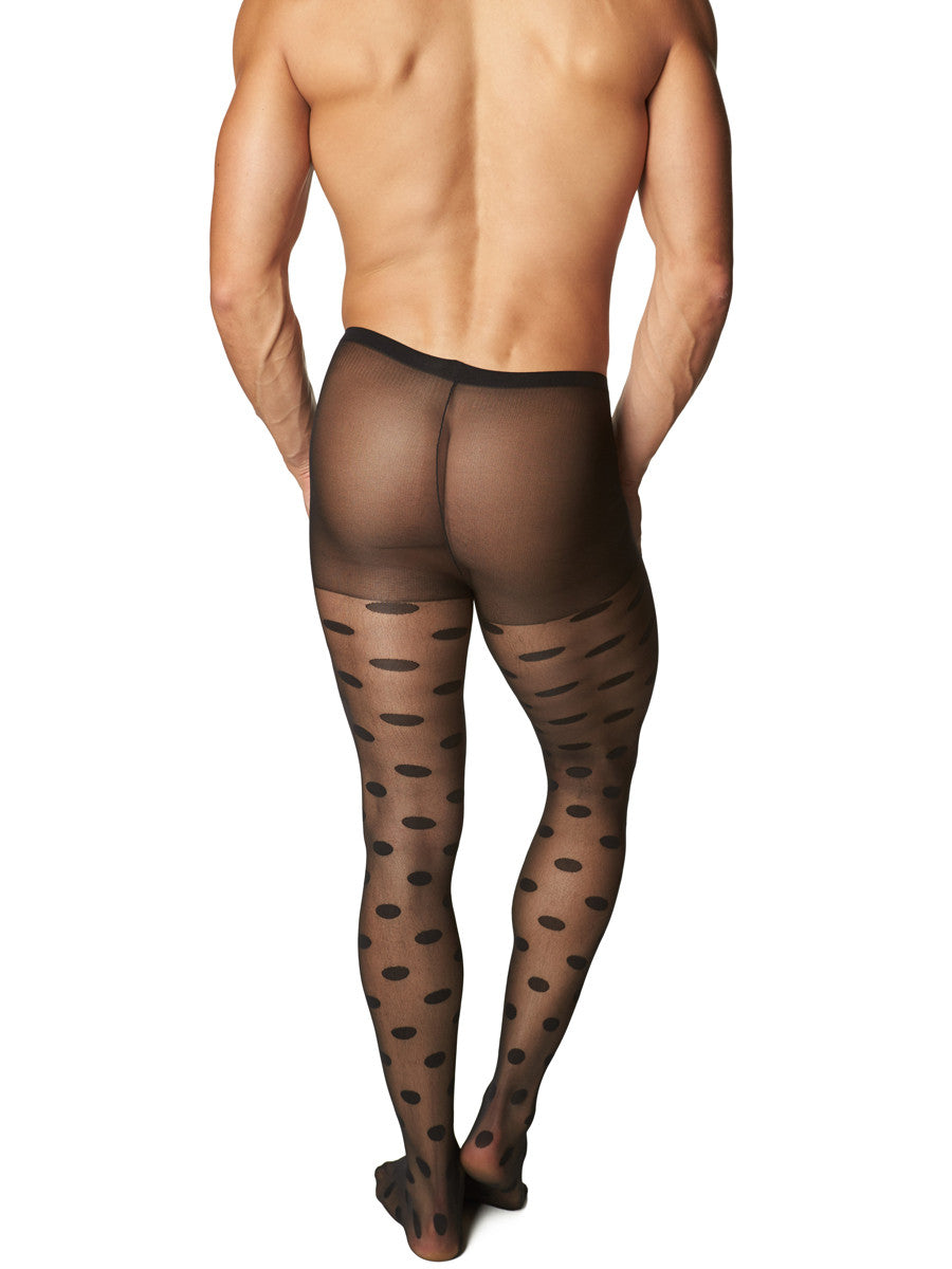 Men's black polka dot pantyhose