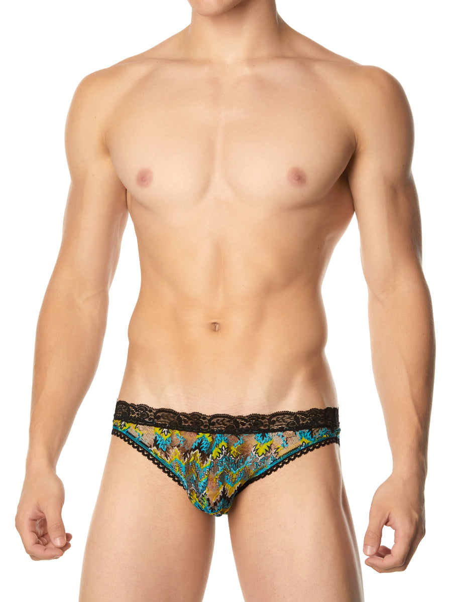 Men's blue printed lace panty