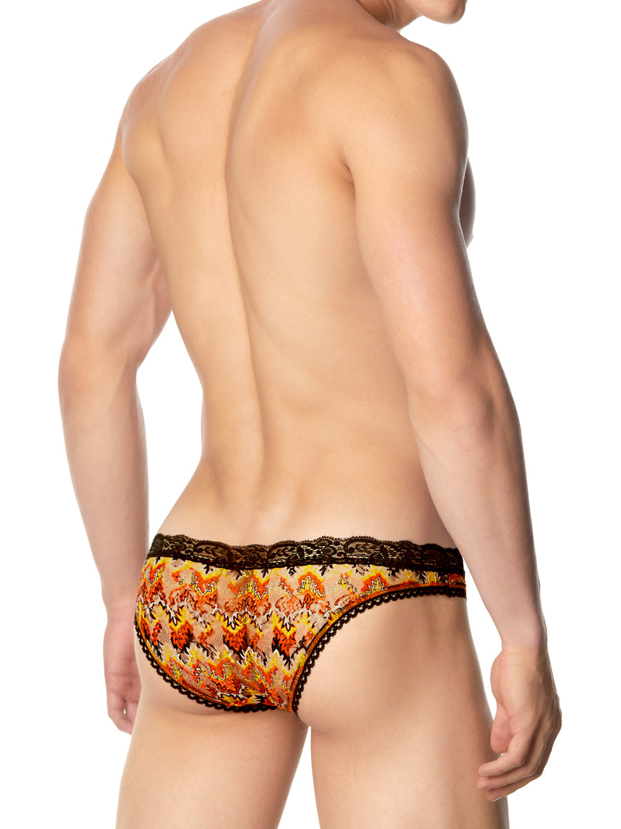 Men's orange printed lace panties