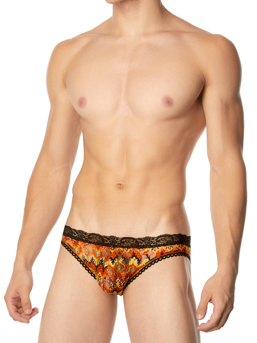 Men's orange printed lace panty