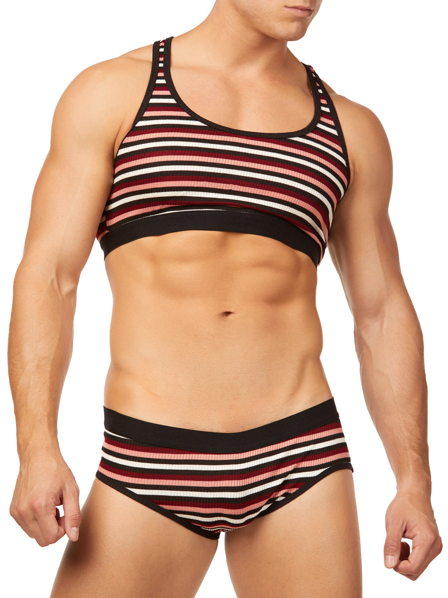 Men's Striped Ribbed Sports Bra