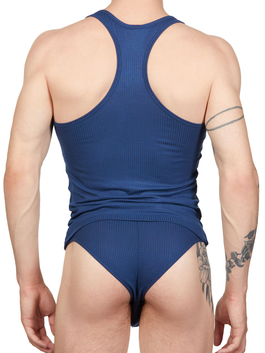 Men's blue ribbed camisole