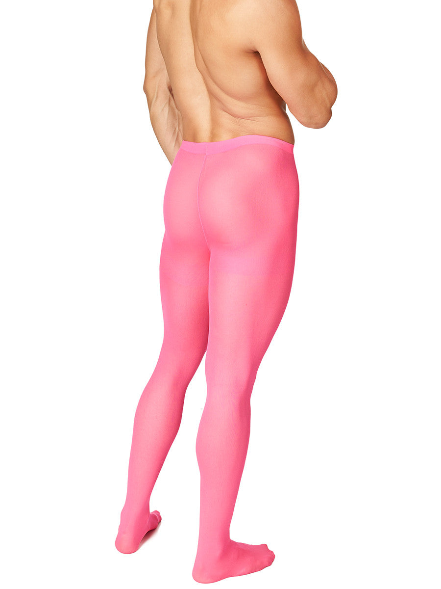 Men's pink opaque pantyhose tights