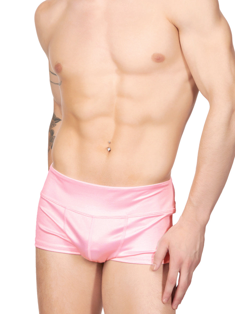 Men's pink satin yoga short