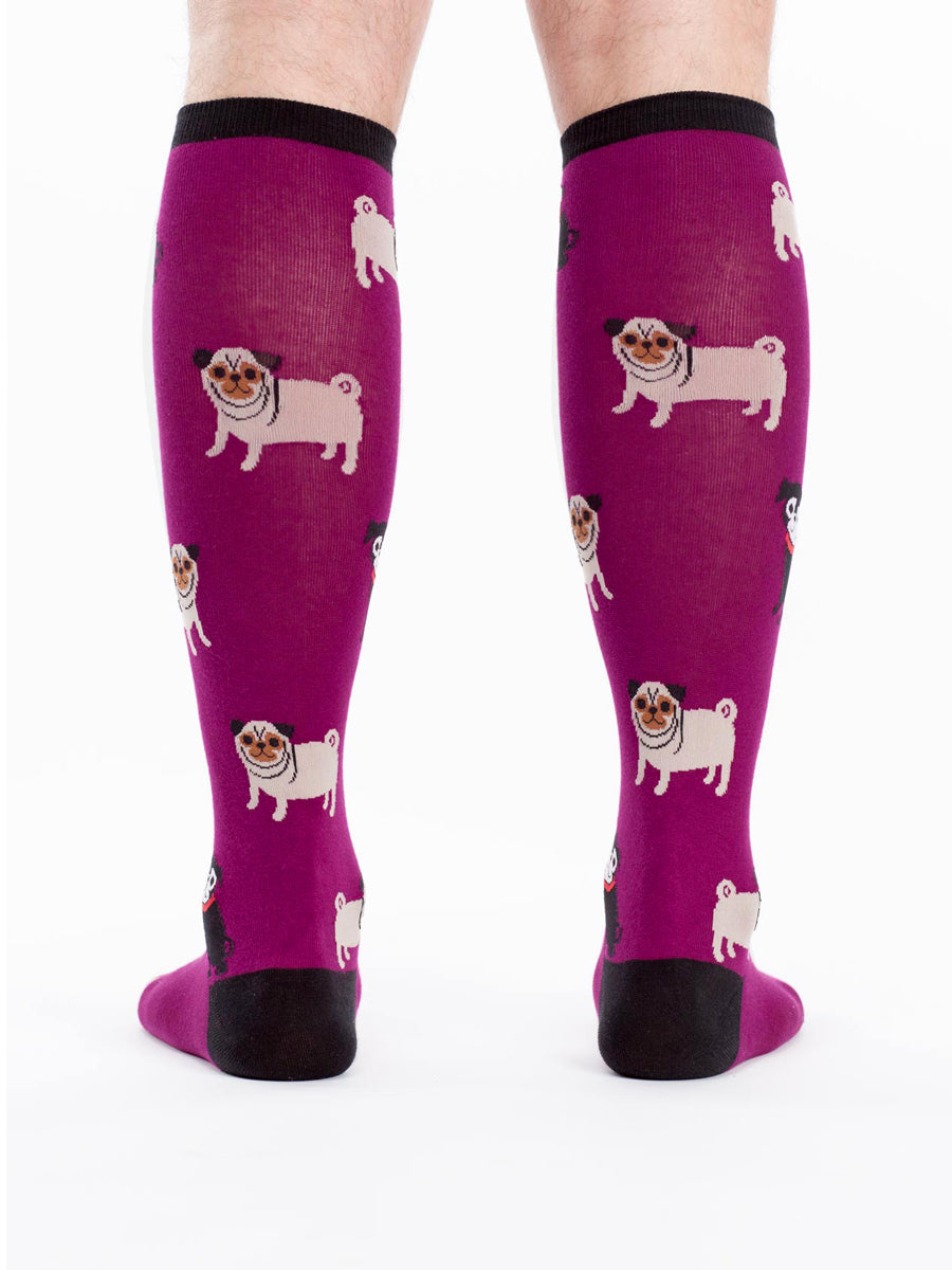 Men's purple pug dog patterned sissy socks