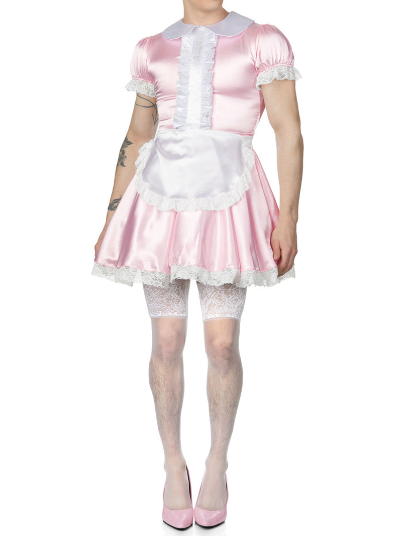 men's pink french maid dress