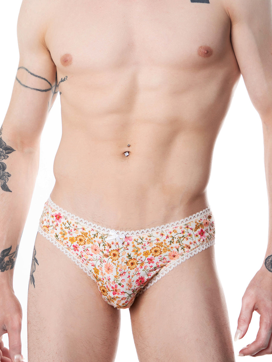 men's white floral print briefs - XDress