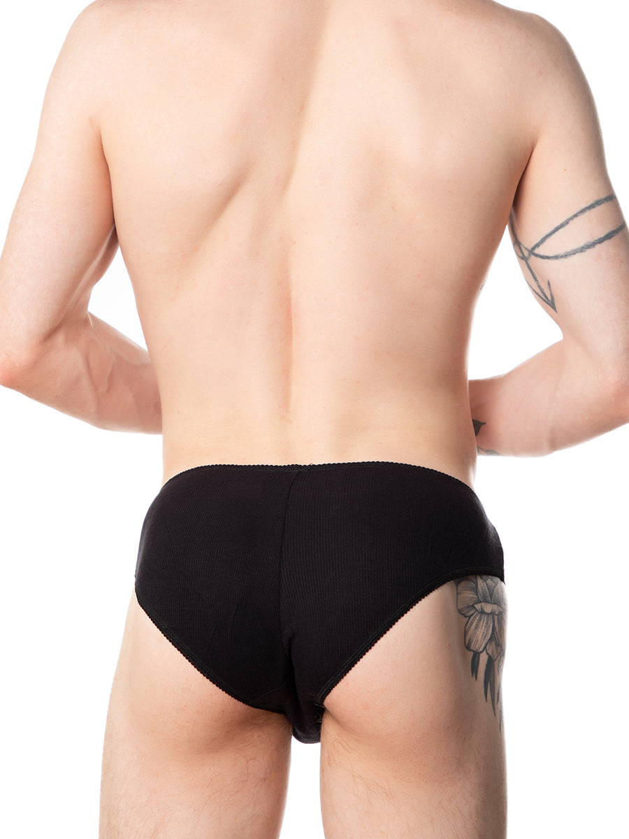 men's black picot ribbed panties - XDress