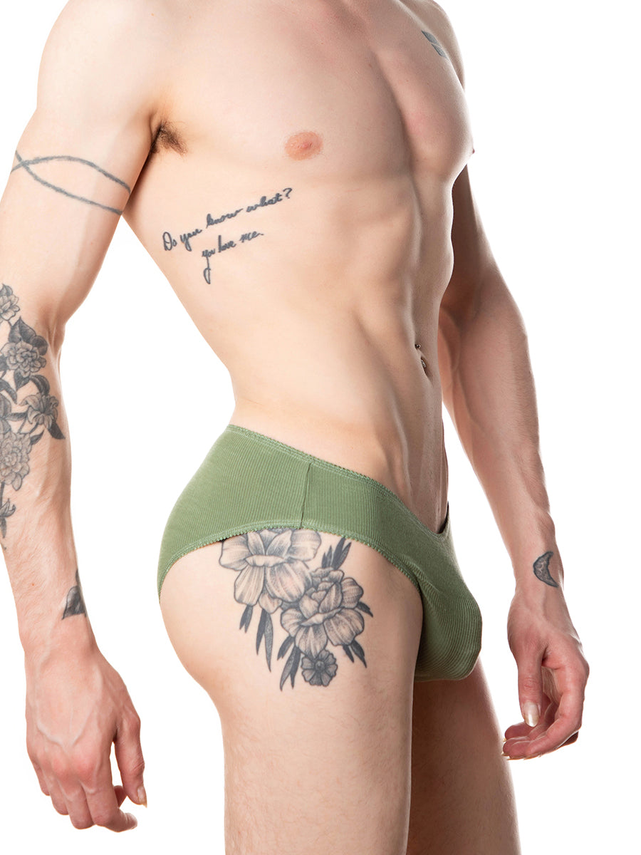 men's green ribbed picot panties - XDress