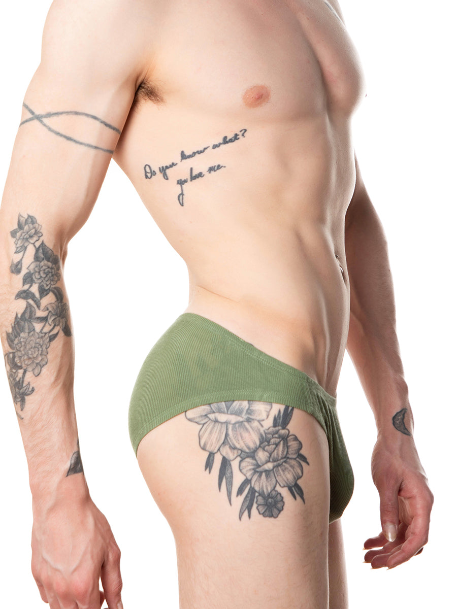 men's green ribbed bikini panties - XDress