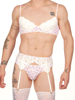 men's pink floral and lace bra - XDress
