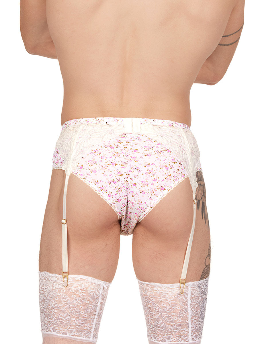 men's pink floral & lace garter belt - XDress