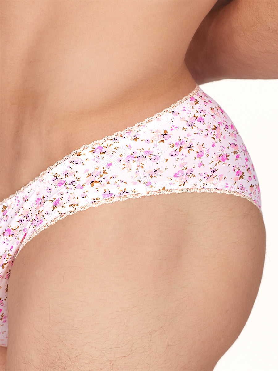 men's pink floral picot panties - XDress