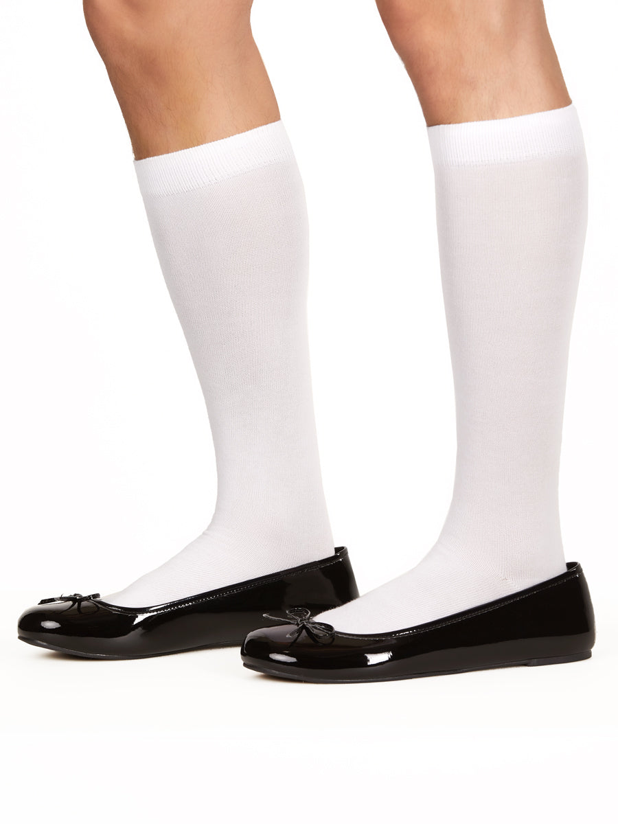 Men's white knee high socks