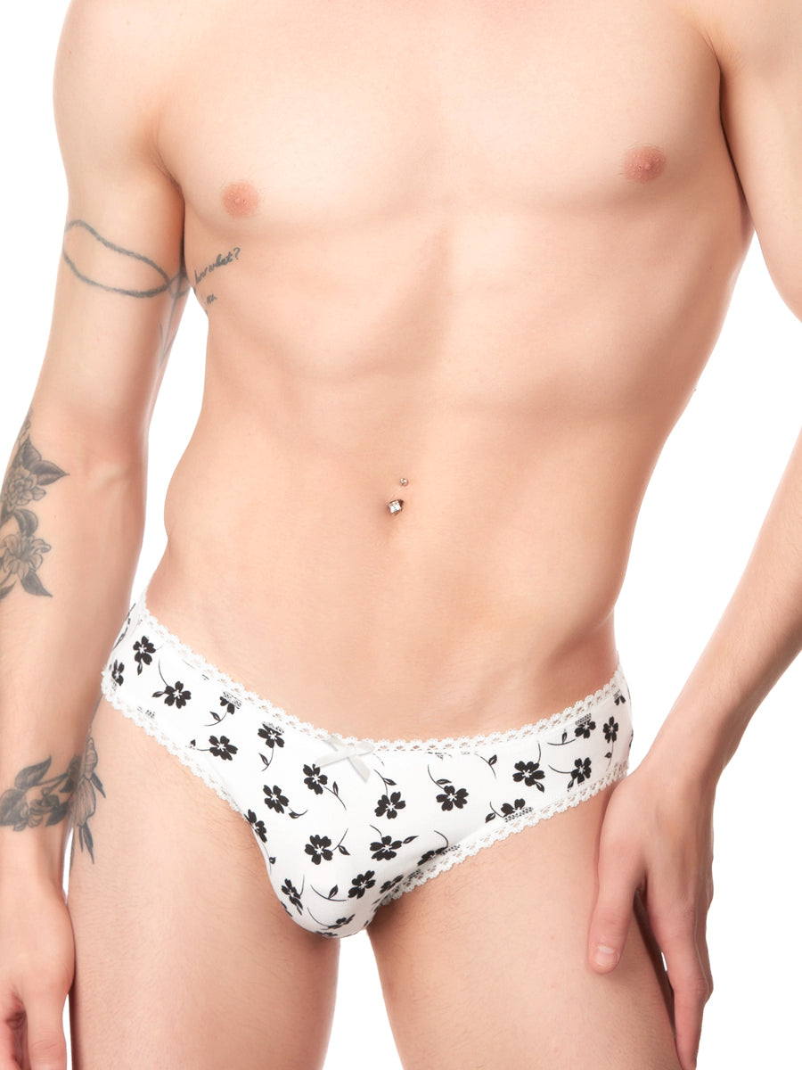 Gender Free White floral print panty