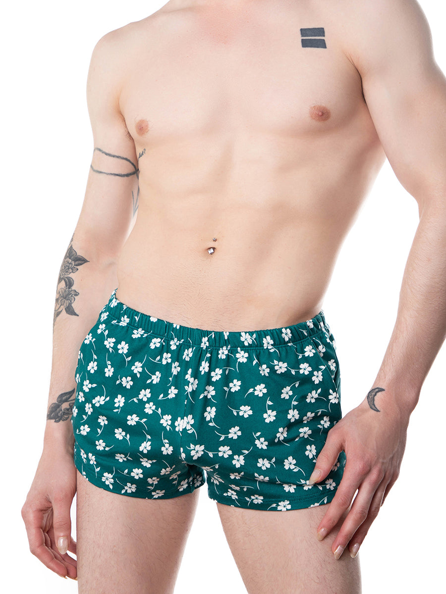 men's green floral shorts - XDress