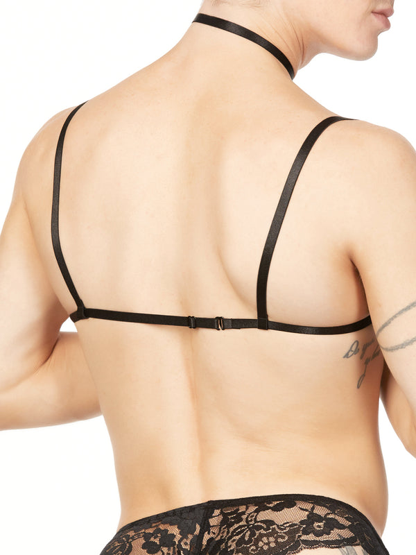 Mens black bra strap harness