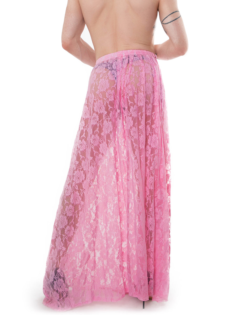 men's pink lace maxi skirt - XDress